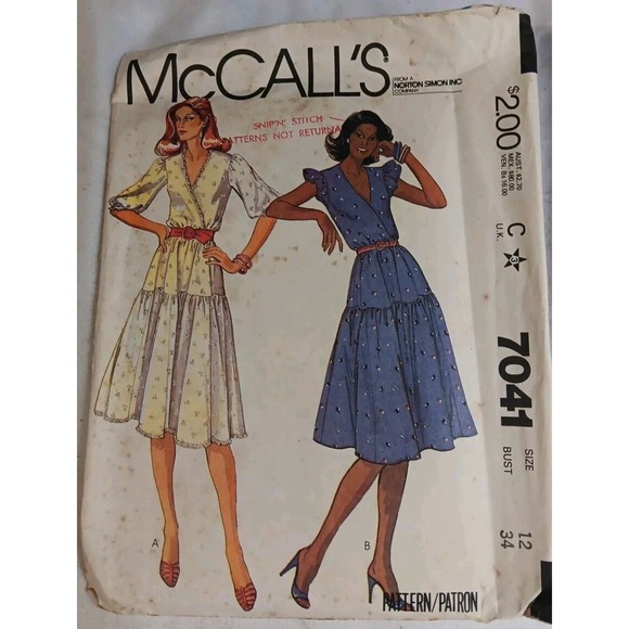 McCall's Dresses & Skirts - Vtg McCall's Sewing Pattern Womens Dress Size 12 Petite Uncut Ruffles Pullover